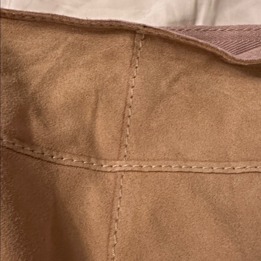 STRENESSE goat suede wrap skirt knee Tan A-Line nwot - Picture 9 of 12